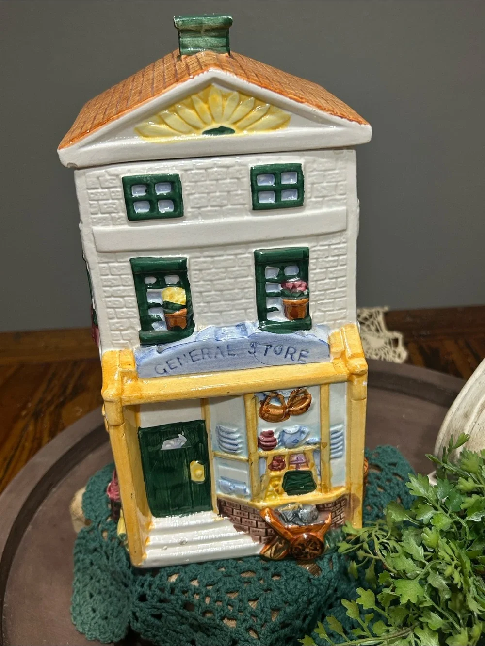 Vintage Hand-Painted Miniature General Store Cookie Jar